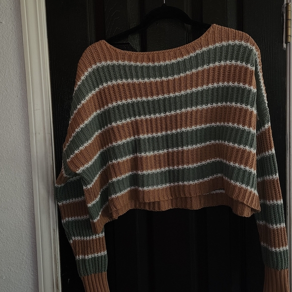 American Eagle Outfitters Tan and Green Striped Knit Top - Picture 4 of 4
